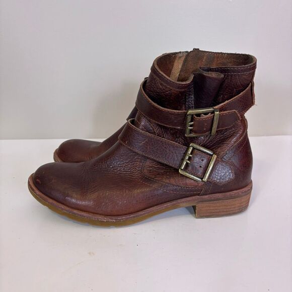 Sofft Dark Brown Leather Mid Calf Buckle Side Boots Women's Size 9 - Picture 1 of 8